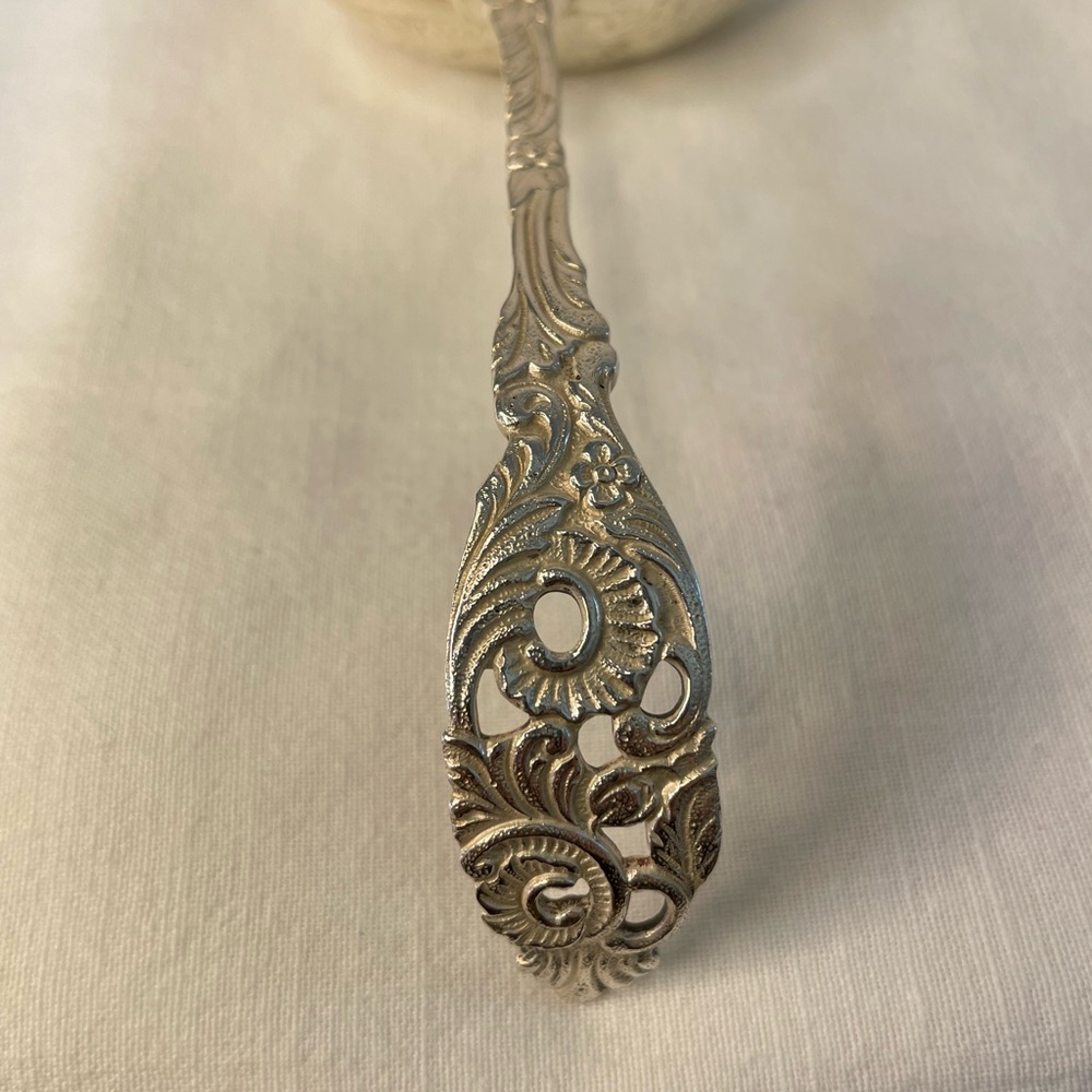 Silver-plated Georg Nilsson GERO 90 Sifter Tea Strainer Spoon Ornate 6" Marked - Picture 6 of 8